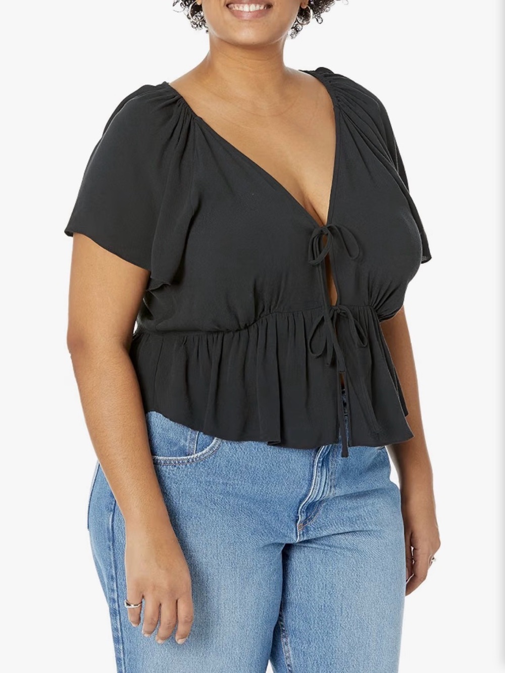 The Drop Tie-Front Top - Black